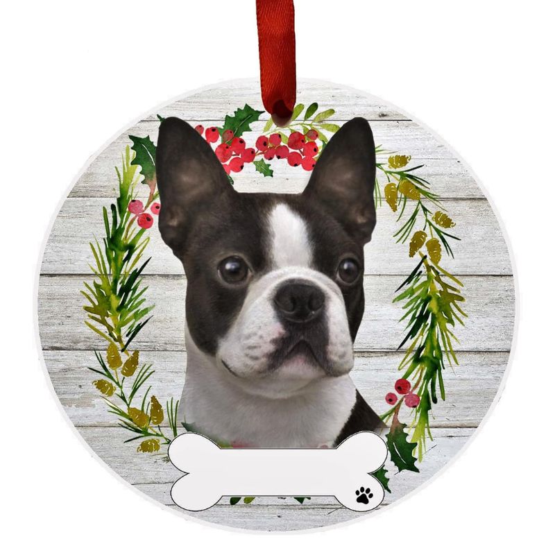 Boston Terrier Wreath Ornament